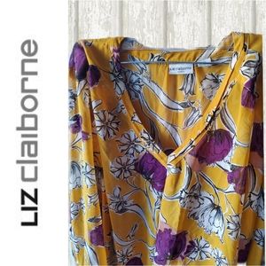 Liz Claiborne Woman Sheer Floral Peasant Top 3X